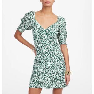 Madewell Women's Seamed V-Neck Ditsy Floral Mini Dress Green 2 New
